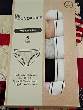 No Boundaries Women’s 5-Pack Mid-Rise Bikini Underwear - Multi Color